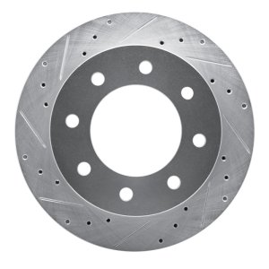 Chevrolet Silverado 1500 Brake Rotor (1) - Rear Left - R1 Concepts - Drilled & Slotted - Silver - `03-`05 Chevrolet Silverado 1500 Brake Rotor (1) - Rear Left - R1 Concepts - Drilled & Slotted - Silver - `03-`05